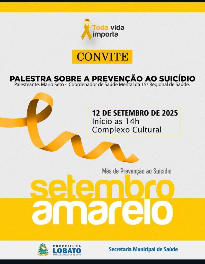Lobato promove palestra sobre saúde mental em alusão ao Setembro Amarelo